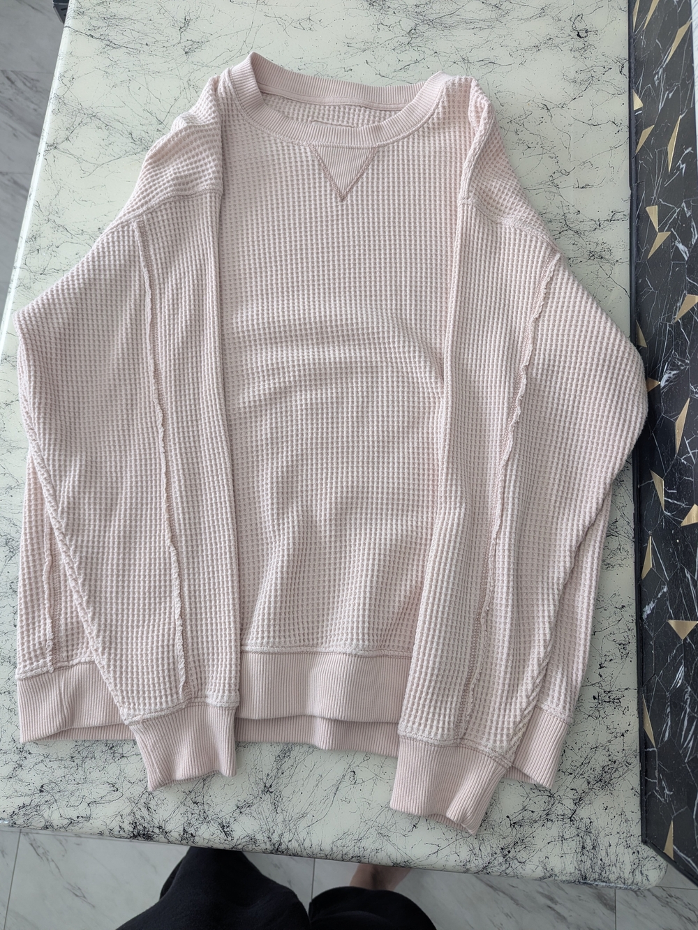 Aerie Women's Pink Waffle-Knit Sweater